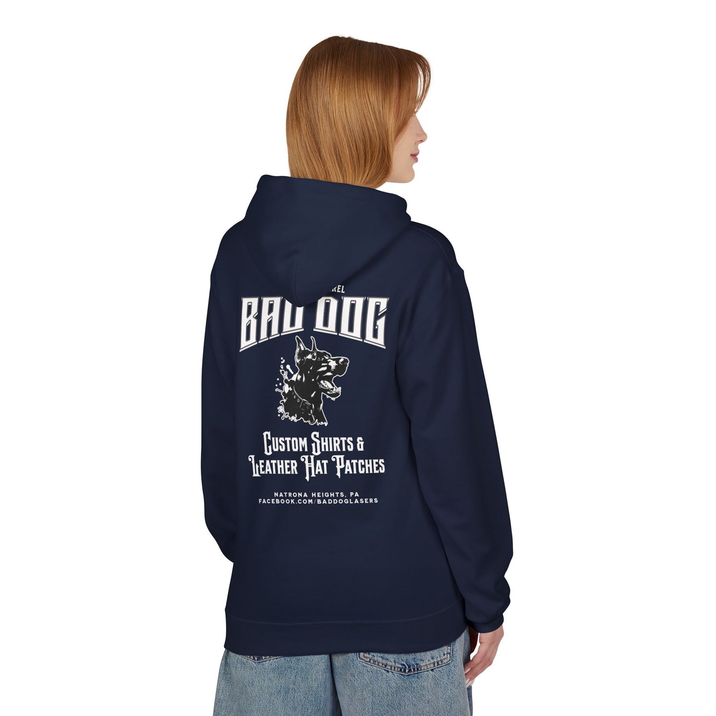 Bad Dog Unisex Fleece Hoodie - White Font