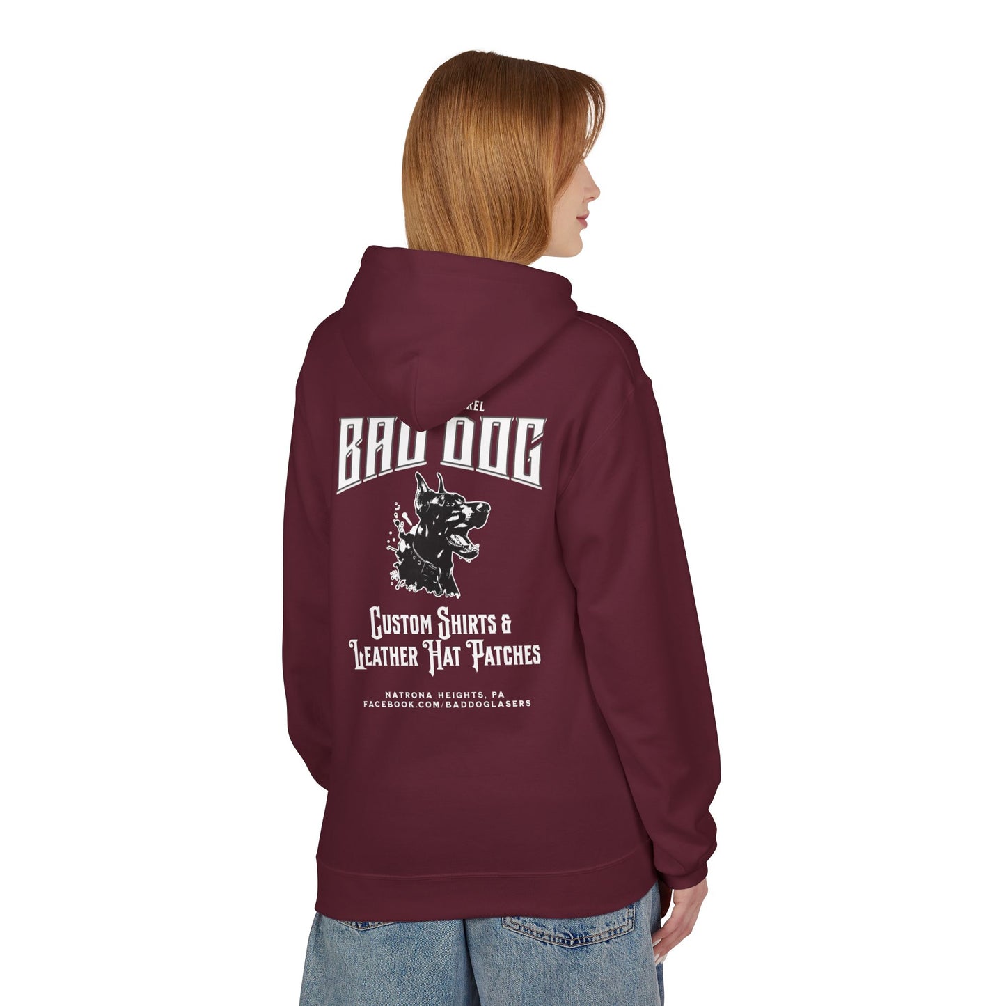 Bad Dog Unisex Fleece Hoodie - White Font