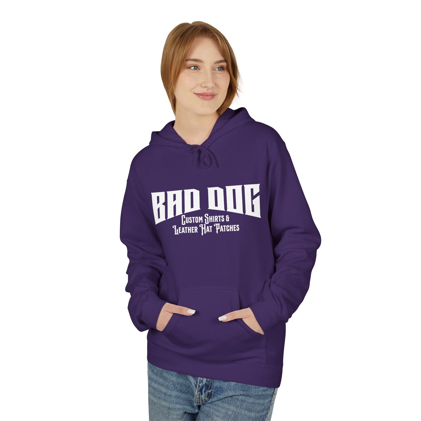 Bad Dog Unisex Fleece Hoodie - White Font