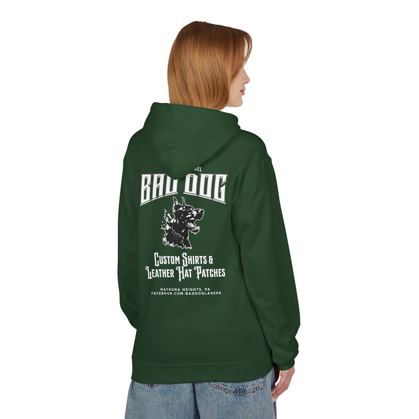 Bad Dog Unisex Fleece Hoodie - White Font