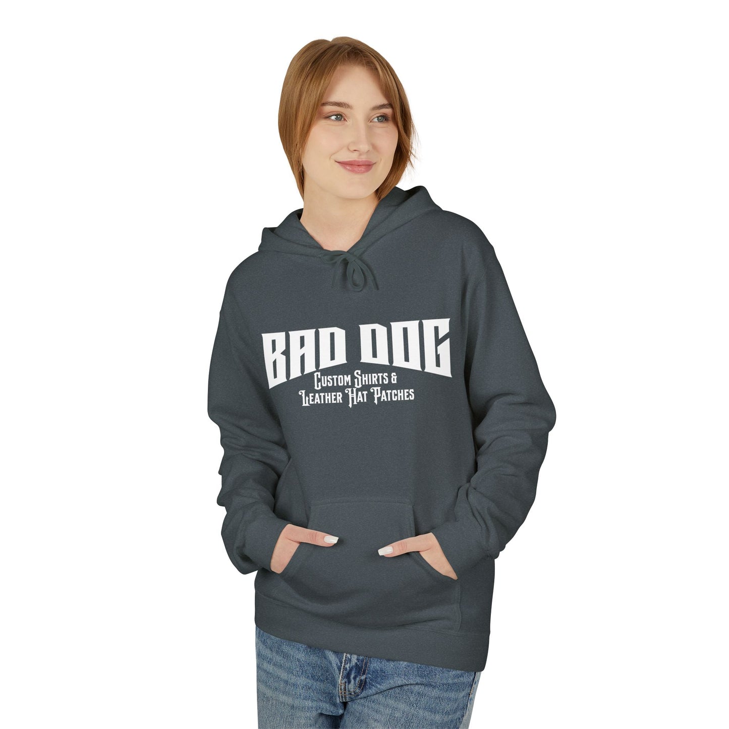 Bad Dog Unisex Fleece Hoodie - White Font
