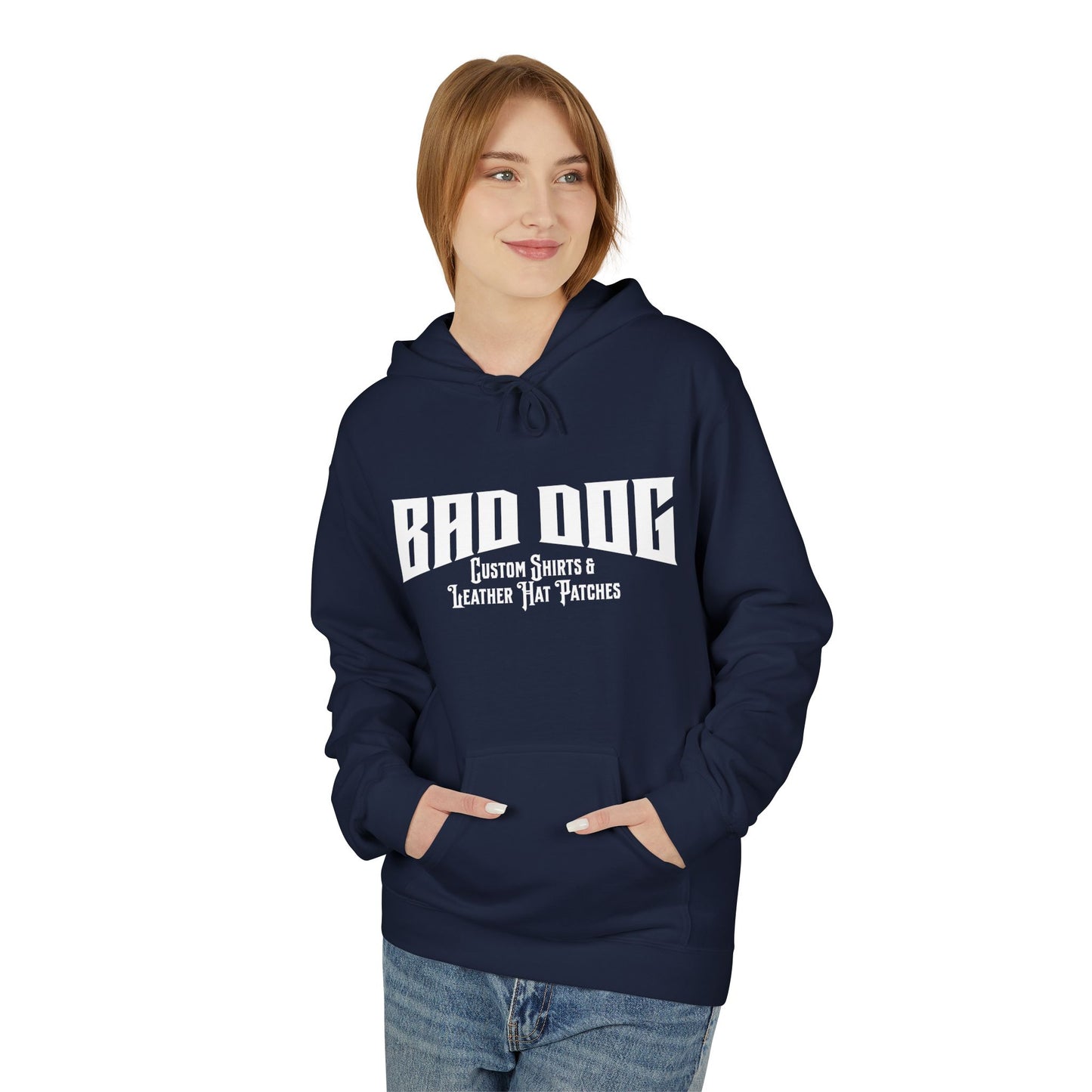 Bad Dog Unisex Fleece Hoodie - White Font