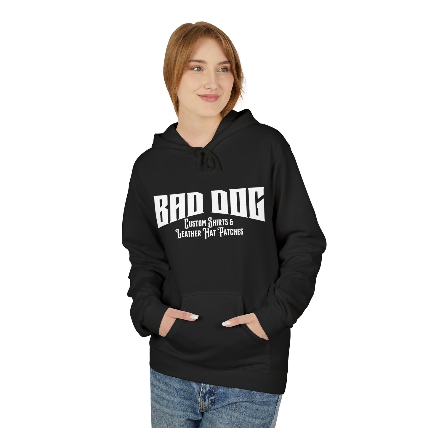 Bad Dog Unisex Fleece Hoodie - White Font