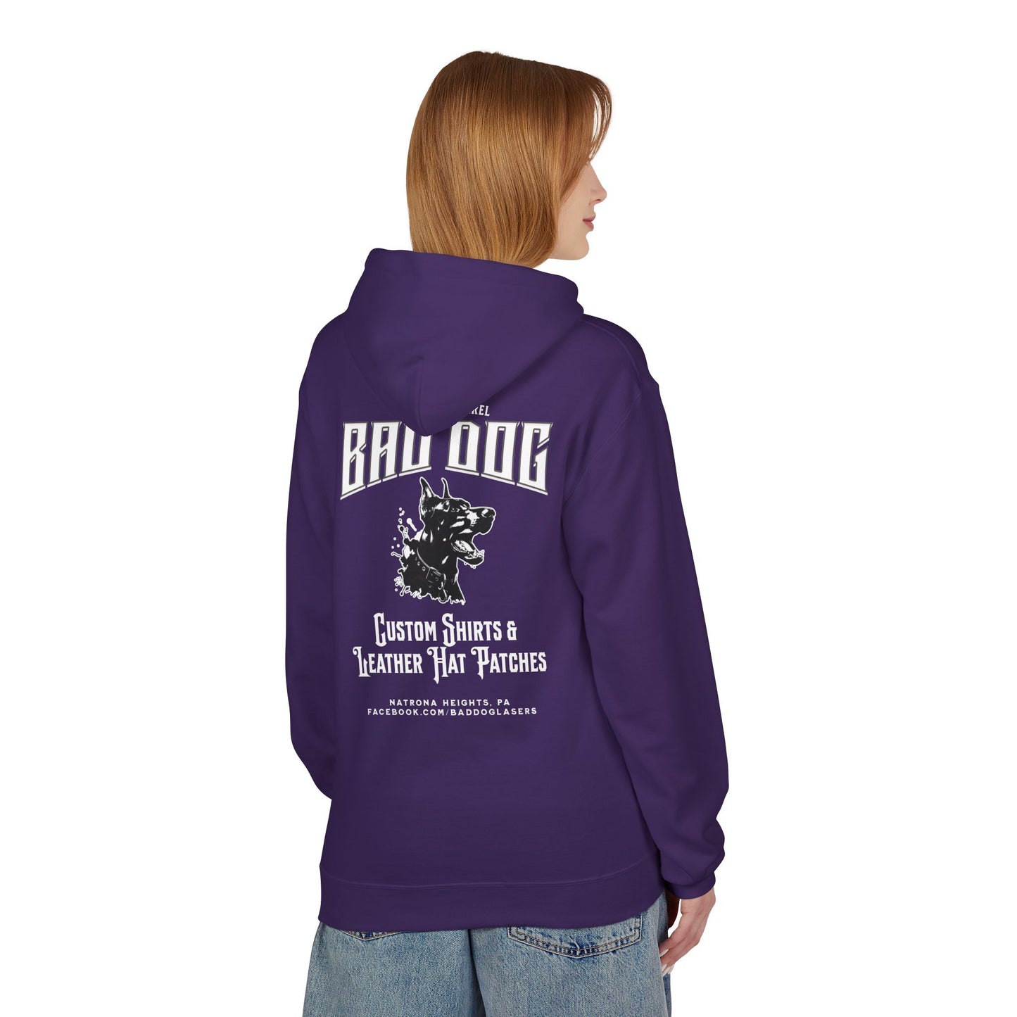 Bad Dog Unisex Fleece Hoodie - White Font