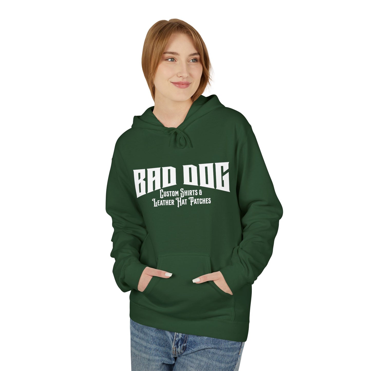 Bad Dog Unisex Fleece Hoodie - White Font