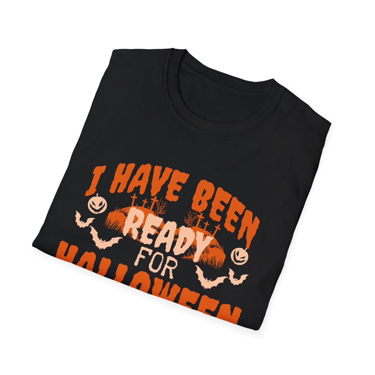 Halloween Ready Unisex Softstyle T-Shirt, Fun Halloween Tee, Fall Celebration Shirt, Spooky Season Apparel, Halloween Outfit