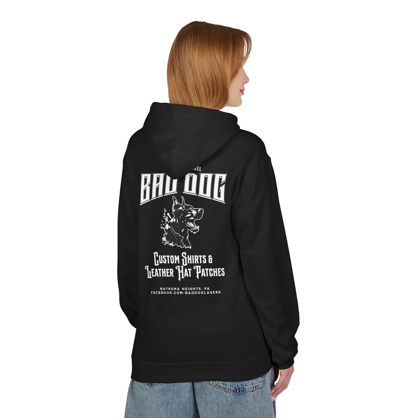 Bad Dog Unisex Fleece Hoodie - White Font