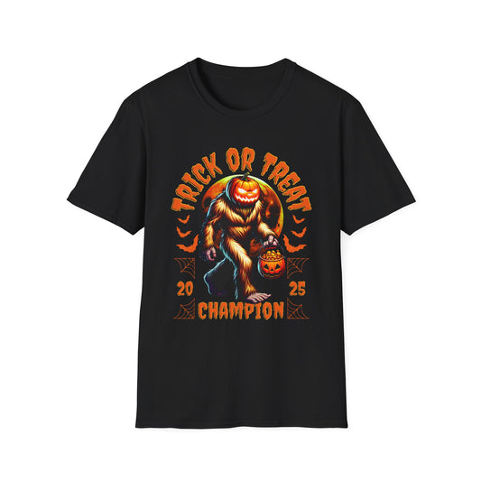 Bigfoot Halloween Champion  Ready Unisex Softstyle T-Shirt, Fun Halloween Tee, Fall Celebration Shirt, Spooky Season Apparel, Halloween Outfit