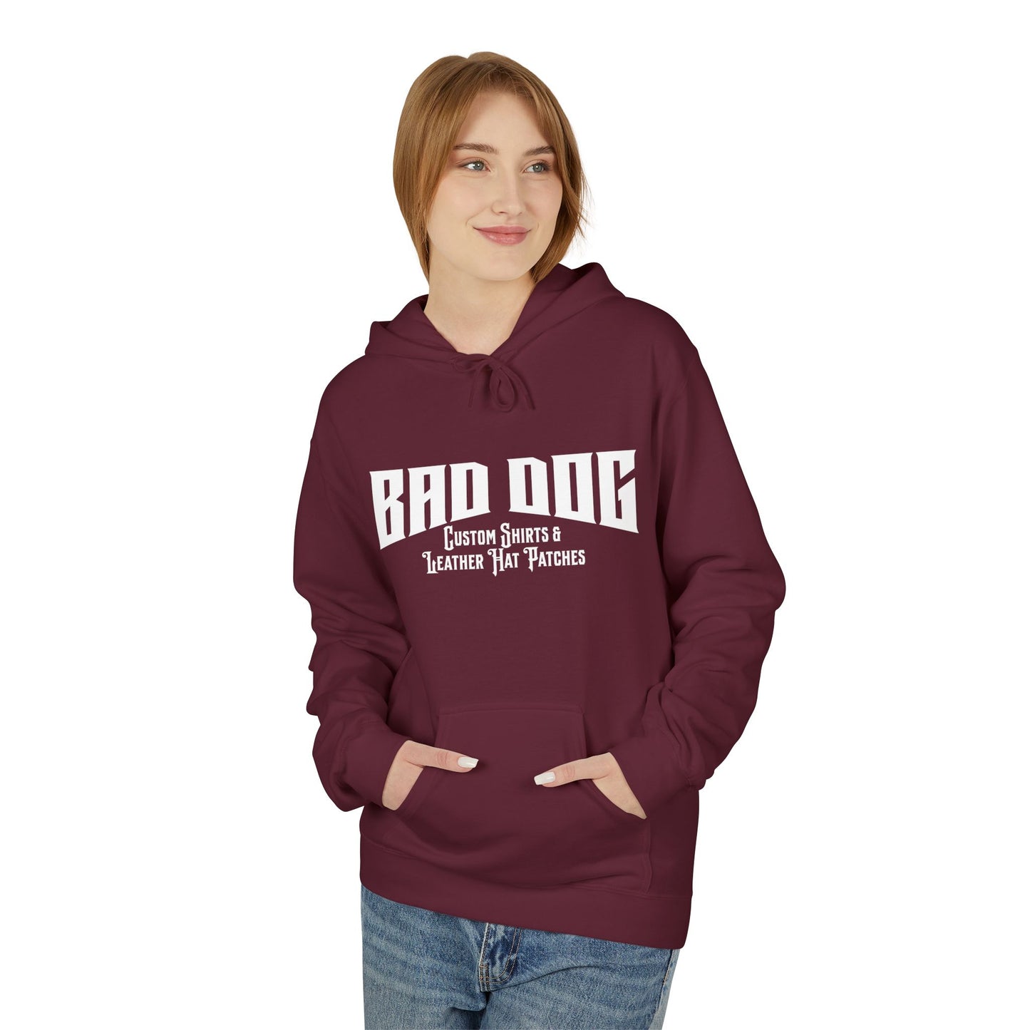 Bad Dog Unisex Fleece Hoodie - White Font