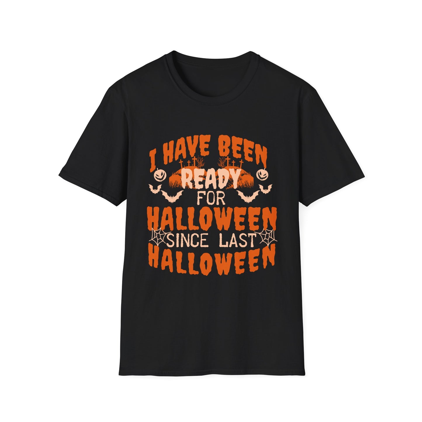 Halloween Ready Unisex Softstyle T-Shirt, Fun Halloween Tee, Fall Celebration Shirt, Spooky Season Apparel, Halloween Outfit